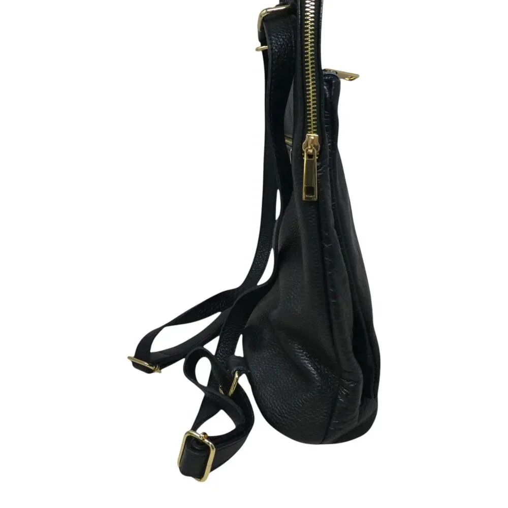 Borse In Pelle Black Pebbled Leather Convertible Purse  display picture 3